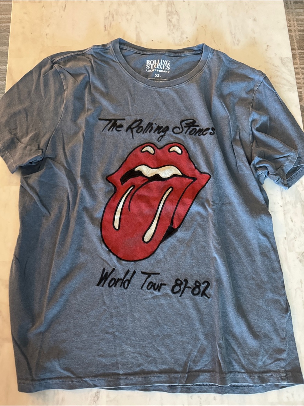 Lucky Brand Rolling Stones Graphic Tee in Heather Blue-Gray
